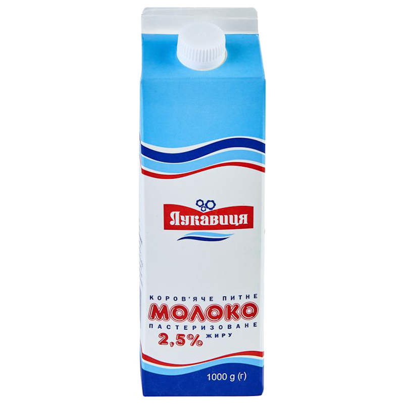 Молоко коров'яче ЛУКАВИЦЯ, пастеризоване, 2,5%, 1000г